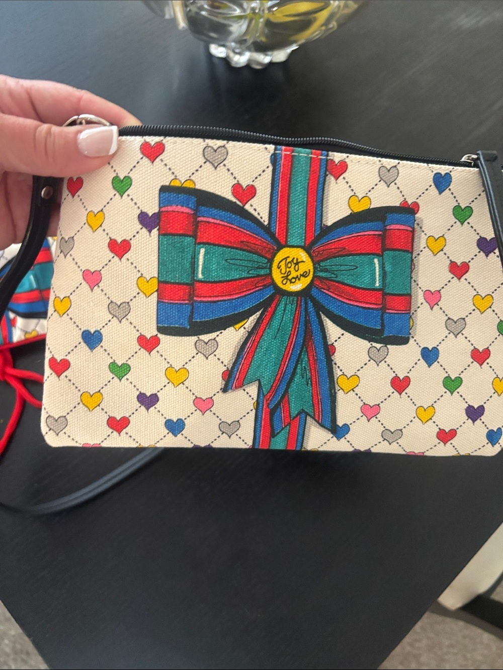 Brighton Multicolor Heart Bow Crossbody Bag - Cream